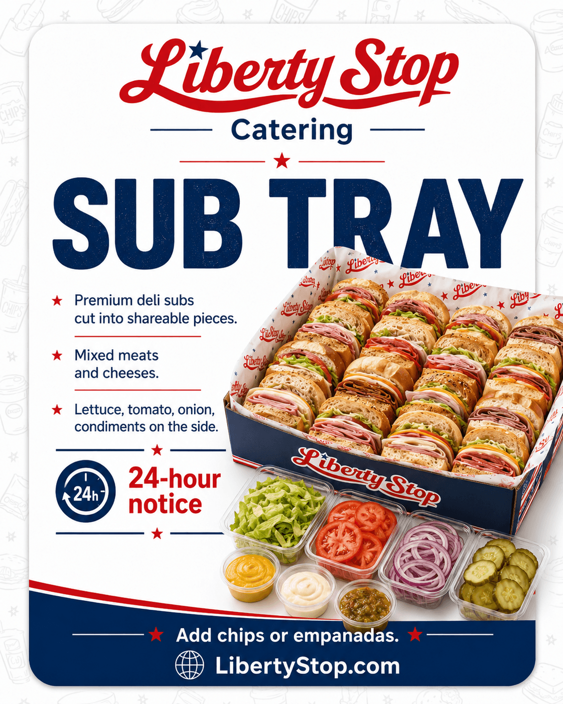 LibertyStop Sub Tray with thirds of mixed Boar's Head subs